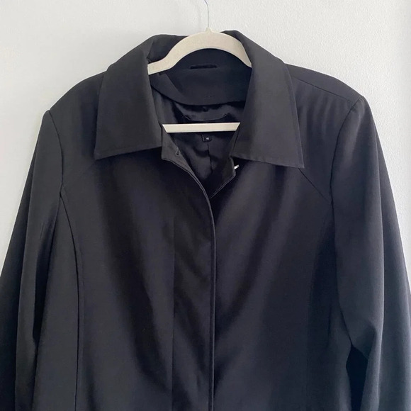 JONES New York Black Dressy  Lined Trench Coat Size 16 - Picture 6 of 15